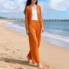 Moda Casual de Primavera 2026 para Mujer Conjunto de Color Sólido Chaqueta Cardigan Versátil Pantalones Rectos Conjunto de Dos Piezas