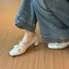 Zapatos de tacón alto con punta cuadrada Chuyu Ji para mujer con tacones gruesos, Nueva colección Primavera y Otoño 2026, Estilo de noche, Hada gentil y femenina