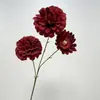 Flores Artificiais de Fragrância Escura de 3 Cabeças Decoração Floral Salão de Casamento Paisagismo Floral de Beira de Estrada Decoração Suave Artificial Flor Atacado Exterior