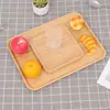 Bandeja de bambú para hotel, bandeja de té en ángulo recto, plato con mango de madera de bambú para el hogar, plato de comida rápida para restaurante, bandeja de fruta binaural