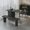 Conjunto Moderno Minimalista de Mesa de Chá e Cadeiras de Madeira Maciça para Varanda de Apartamentos Pequenos, Mesa de Chá Pequena Feita de Madeira Natural, Mesa de Chá Preta Pequena