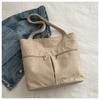 Bolso de Franela Rayado para Mujer 2024 Nueva Moda Retro Gran Capacidad Artístico Casual Bolso de Hombro Bolso Tote para Estudiante Universitario
