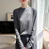 Nuevo Top Básico de Manga Larga con Cuello Semi Alto para Mujer, Adelgazante, Versátil, Estilo para Ir al Trabajo, Tejido de Punto Fino