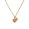 Collar de Corazón y Estrella de Metal con Incrustaciones de Diamantes de Moda Exquisita Japonesa y Coreana, Cadena de Clavícula de Diseño Único de Lujo Ligero Elegante al por Mayor