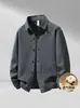 Chaqueta para Hombre 2026 Primavera y Otoño Casual Estilo Old Money Juventud Color Sólido Lino Camisa Cardigan Abrigo Holgado Moderno