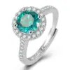 Anillo Abierto Diamante Mosan Imitación Suministro en Vivo Mano Rápida Shake Tone Diamante Flash Zircón Azul y Verde Maldivas Anillo de Compromiso