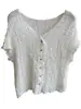 Elegancia Suave Estilo Francés, Cárdigan de Gasa Burbuja con Textura Cuello en V Estilo Coreano, Top Ajustado de Manga Corta para Mujer, Nuevo Modelo de Verano