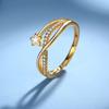 Anillo de Línea de Estrella de Doble Capa de Aleación para Mujer, Estilo de Lujo Ligero, Cruz de Moda, Anillo Único de Estrella Pequeña con Incrustaciones de Diamantes Fríos