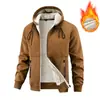 Cardigan de fleece masculino Amazon outono e inverno, casual, quente, à prova de vento, espessado, com capuz e moletom forrado de fleece