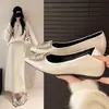 Sapatos de Salto Interno Aumentador de Altura Apontados Estilo Francês com Strass para Mulheres, Novos Elegantes Sapatos Mary Jane de Fada para Primavera e Outono