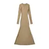 Vestido de punto elástico de manga larga acampanado, estilo europeo y americano transfronterizo, nuevo de moda 2026, elegante, corte ajustado