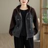 Suéter Cárdigan de Mezclilla con Empalmes Estilo Perezoso Suelto Nuevo de Otoño para Mujer Chaqueta Holgada Casual con Capucha Venta al por Mayor