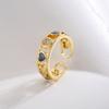 Anillo para Mujer Aogu Niche Lujo Accesible Chapado en Cobre Oro de 18 Quilates Incrustado Circonita Corazón con Goteo de Aceite Anillo Abierto Producto Nuevo Transfronterizo