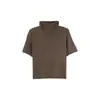 Camiseta de punto base de manga corta con cuello medio alto, estilo nuevo de otoño 2026, con top liso para usar en capas, Ropa de mujer de otoño, Distribución transfronteriza