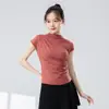 Roupa de Prática de Dança Clássica, Gola Meio Alta, Manga Média, Top Feminino, Camiseta Básica Slim-Fit para Treinamento Corporal Diário de Estudante de Dança Chinesa