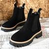 Botines de tacón grueso transfronterizos europeos y americanos para mujer con punta redonda, doble nuevo estilo, cómodos, de otoño e invierno, con cremallera, venta al por mayor, talla grande