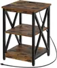 Mesa de centro USB americana mesa de centro retro multifunción estante pequeño móvil multicapa mesa auxiliar de sofá manómetro de belleza de tres capas