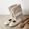 Botas Plataforma de Ballet Aumentadoras de Altura Removíveis 2026 Femininas Verão Outono Mary Janes Sapatos Baixos de Corte Único Femininos Botas Curtas de Uso Duplo Calçados Femininos