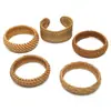 Pulsera Ancha de Ratán Estilo Playa Vacacional, Pulsera de Paja Estilo Bohemio, Pulsera Tejida a Mano Estilo Étnico Tribal
