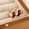 Pendientes de gota de esmalte rojo sencillos de Año Nuevo que combinan con todo, pendientes de mujer de otoño e invierno de alta calidad, pendientes únicos, pendientes, hebilla de oreja, moda
