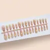 Cor de Pêssego Exquisito Estilo Gatinho Alta Qualidade Temperamento Estilo Menina Estilo Irmã Elegante Iluminador Arte de Unhas Tamanho Médio 30-t Unhas Postiças