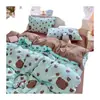Juego de ropa de cama fresco y sencillo para dormitorio, agradable para la piel y suave, gasa abullonada, juego minimalista de cuatro piezas
