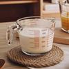 Taza de leche, taza de vidrio resistente al calor para el hogar con escala y asa, para calentar en microondas, taza medidora para hornear el desayuno de los niños