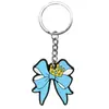 Llavero Colgante Creativo Nuevo de Niña con Lazo de Colores Plástico Suave de PVC Plástico de Gota Colgante para Mochila Escolar Regalo al por Mayor