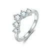 Anel Meia-Lua com Diamantes Moissanite Inteiros em Formato de V, Banhado a Prata 925 com Ouro 18K, Joia Popular Transfronteiriça do Sudeste Asiático