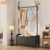 Cabide de Chão Estilo Vintage, Rack de Armazenamento de Roupas para Quarto, Rack Integrado Móvel para Casa Móvel e Dormitório para Passagem de Noite