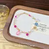 [História do Arco-Íris] Pulseira de Diamante Colorida e Brilhante Dopamina - Nicho, Luxo Leve, Alto Padrão, Pulseira Feminina de Diamante Transparente e Doce Brilhante
