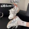 Zapatos que Aumentan la Altura de 6 cm para Mujeres Bajitas, Zapatos de Entrenamiento Alemanes de Malla Transpirable con Cordones para Verano, Tenis Casuales, Zapatos de Forrest Gump