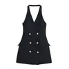 Verano Nuevo Europeo y Americano Transfronterizo Comercio Exterior Moda Femenina Temperamento Cuello Halter Sexy Chica Caliente Mini Traje Vestido