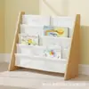 Estantería para Niños Estante de Lectura para Bebés Almacenamiento para el Hogar y Jardín de Infancia Estante de Almacenamiento Simple de Pie Estante para Libros Ilustrados Madera Tela
