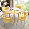 Mesa y Sillas de Reunión de Lujo Nórdico para Oficinas de Ventas, Mesa de Comedor Minimalista Moderna para Tienda de Té con Leche, Mesa Redonda Pequeña para Apartamento para Uso Doméstico