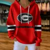 Sudadera con capucha y manga larga para mujer para comercio transfronterizo, nuevo modelo 2026, tela a rayas con estampado digital de dibujos animados, personalizable para venta al por mayor