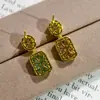 Pendientes Rectangulares Cortos Retro de Color Caramelo Dopamina con Turmalina Simulada para Mujer, Adecuados para Uso Diario y Regalos de Fiesta