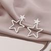 Brincos Transfronteiriços de Aço Inoxidável Estrela de Cinco Pontas Vazada Design High-End Brincos Acessórios de Galvanoplastia Femininos Fabricante Atacado de Joias