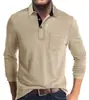 2026 Nueva Camisa Polo de Manga Larga para Hombre Transfronteriza Algodón Cuello de Solapa Color Sólido Top Polo Casual