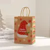 Bolsa de Papel Kraft Navideña Bolsa de Papel Kraft Navideña Bolsa de Regalo Navideña Reno Nieve Árbol de Navidad Bolsa Tote Navideña