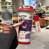 Termo de Pikachu y Gengar de Pokémon, Taza de Agua de Dibujos Animados de Aspecto Elegante con Popote, Botella de Agua Portátil para Estudiantes, Hombres y Mujeres