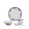 Juego de Vajilla para Hotel y Club con Borde Dorado, Nuevo Juego Comercial de Cuatro Piezas Estilo Chino de Restaurante de Cuencos, Platos, Cucharas y Tazas