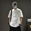 Camiseta de Manga Corta Estilo Americano para Hombre Verano 2026 Delgada Cuello Redondo Algodón Técnico Holgada Camiseta Estampada con Tecnología de Enfriamiento