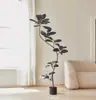 Árbol de Goma Black Diamond Planta Verde Artificial Decoración de Sala de Estar de Lujo de Gama Alta Planta Falsa Biónica Grande de Pie Estilo Wabi-Sabi