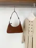 Bolsa de Axila Estilo Coreano High-End Retrô Outono/Inverno Camurça Pelúcia para Deslocamento Feminina Moda Patchwork Bolsa de Mão com Alça de Ombro para Mulheres