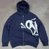 Moletom com Zíper Longo e Mangas Longas Estampa de Letras Estilo Casual Preguiçoso Outono e Inverno Americano High Street Cardigan