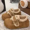 Sapatos Femininos estilo Birkenstock de Couro Integral, Forrados com Lã e Espessados para Aquecimento, Botas de Neve Slip-On com Pelo de Lã