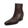 Botas Chelsea de Couro Amassado Estilo Old Money Outono/Inverno 2026 Salto Grosso Salto Alto Bico Quadrado Pequeno Couro Genuíno Botas de Cano Curto para o Dia a Dia para Mulheres