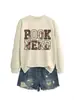 Amazon Wish site independente moda casual retrô feminina nerd de livros floral outono e inverno nova blusa de moletom