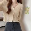 Cárdigan Fino Exterior para Mujer Verano Transfronterizo Nuevo Top de Manga Larga con Cuello en V Diseño Protector Solar Chaqueta Corta de Punto